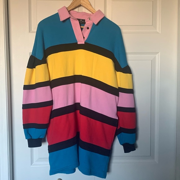 Lazy Oaf stripped cotton oversized polo dress - Picture 1 of 5